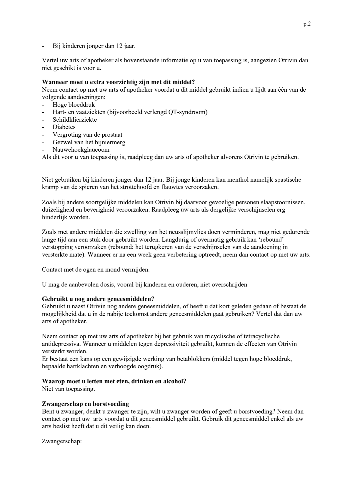 Menthol Xylometazoline HCI 1 mg/ml Neusspray afbeelding van document #2, leaflet