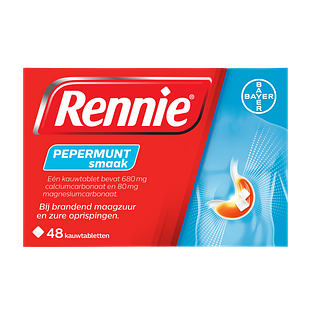 Rennie Pepermunt kauwtabletten bij brandend maagzuur 48TB