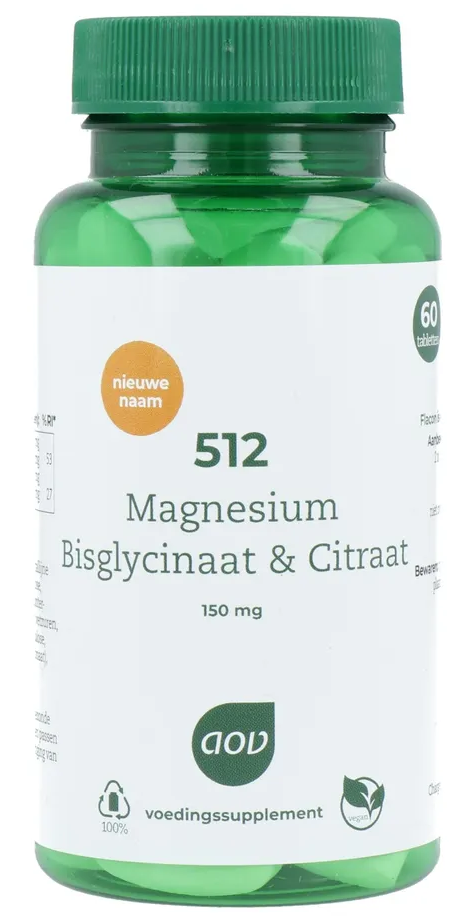 AOV 512 Magnesium Bisglycinaat & Citraat Tabletten