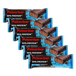 Powerbar 30% Protein Plus Chocolate Voordeelverpakking 6x55GR Powerbar 30% Protein Plus Chocolate Voordeelverpakking 6x55GR