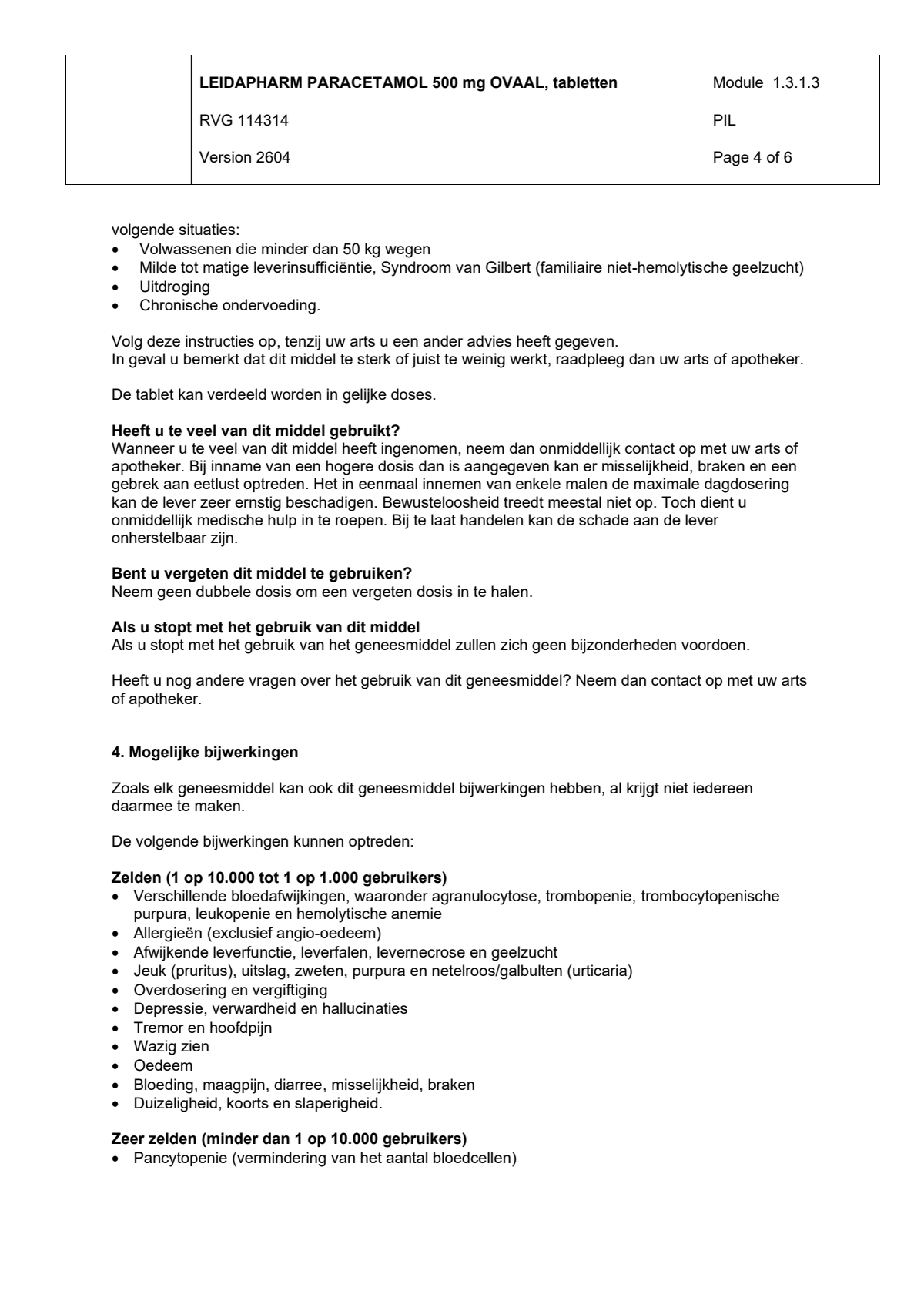 Leida Paracetamol Ovaal 500mg afbeelding van document #4, leaflet