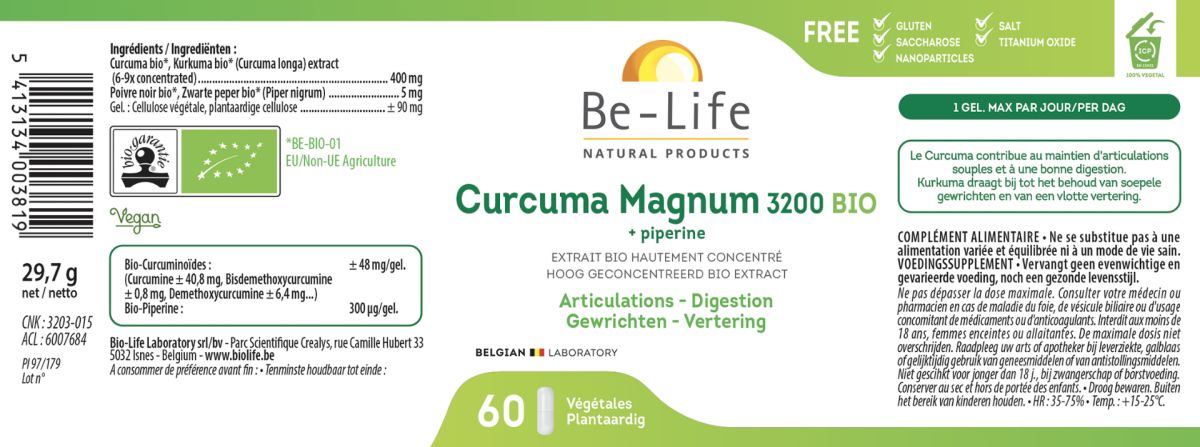 Curcuma Magnum 3200 Capsules afbeelding van document #1, label