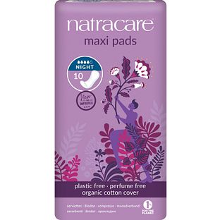 Natracare Maxi Pads Night Maandverband 10ST Natracare Maxi Pads Night Maandverband 10ST