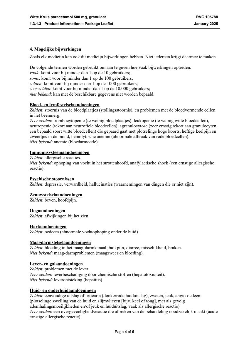 Paracetamol 500mg Granulaat afbeelding van document #4, leaflet