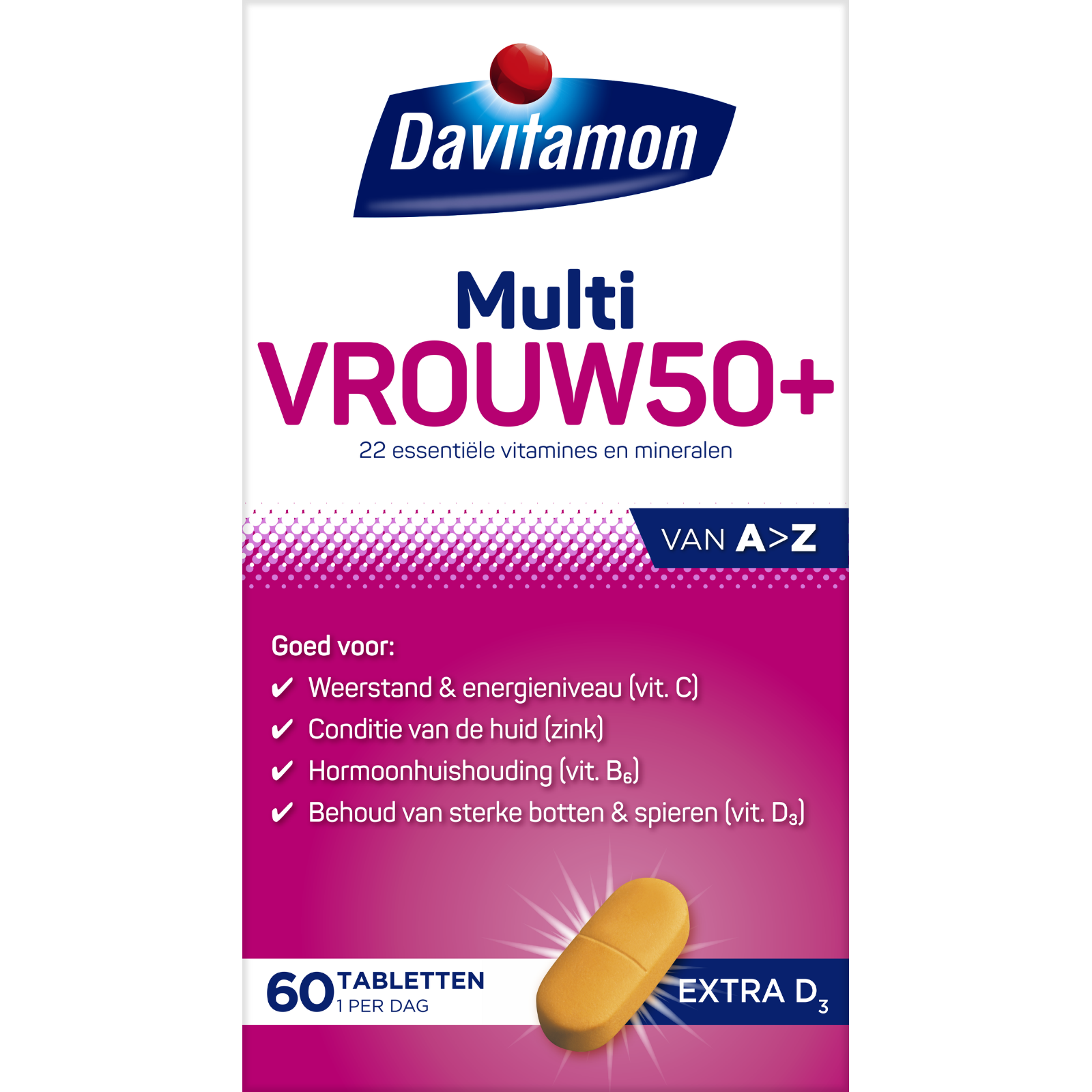 Davitamon Multi Vrouw 50 Plus - extra D3 60TB