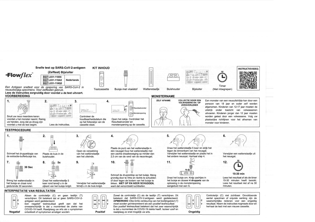 Flowflex Covid-19 Antigeen Sneltest afbeelding van document #1, instructions