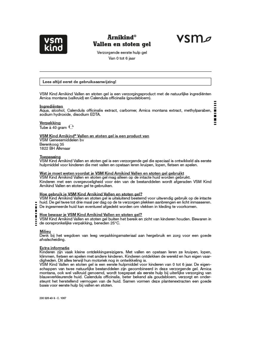 Arnikind Vallen en Stoten Gel 0-6 jaar afbeelding van document #1, instructions