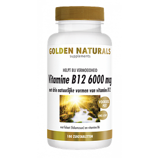 Golden Naturals Vitamine B12 6000mcg Zuigtabletten 180TB Golden Naturals Vitamine B12 6000mcg Zuigtabletten 180TB