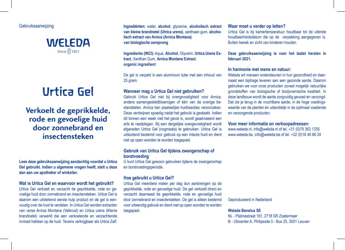 Urtica Gel afbeelding van document #1, instructions