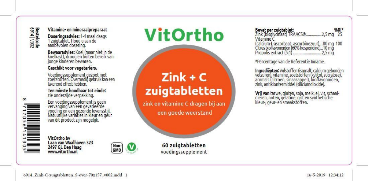 Zink + C Zuigtabletten afbeelding van document #1, label