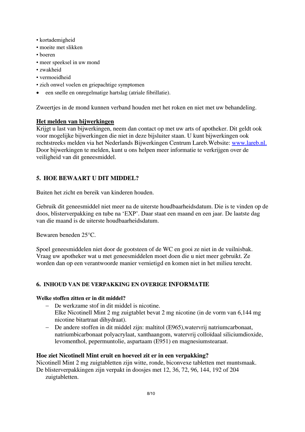 Zuigtablet Mint 2 mg - voor stoppen met roken afbeelding van document #8, leaflet