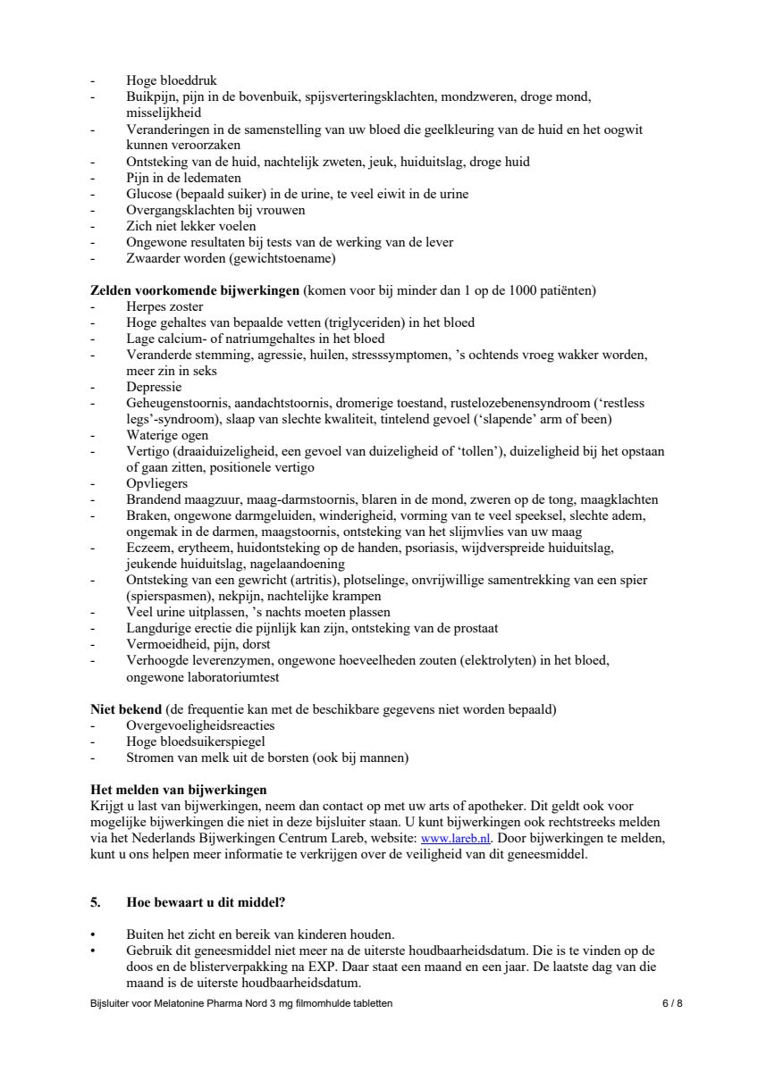 Melatonine 3mg Tabletten afbeelding van document #6, leaflet