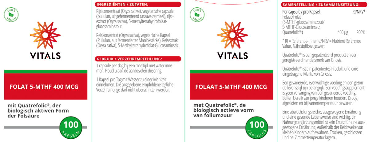Folaat 5-mthf 400mcg Capsules afbeelding van document #1, label