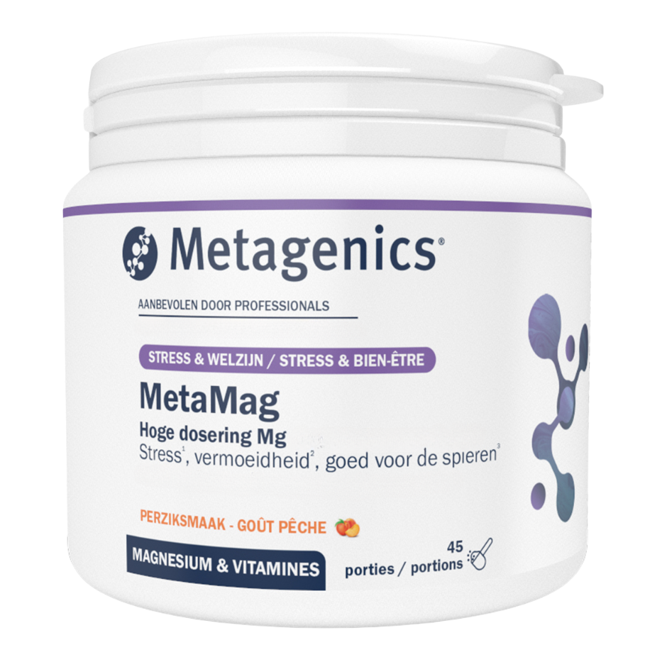 Metagenics MetaMag Manesium & Vitamines Perziksmaak 45ST