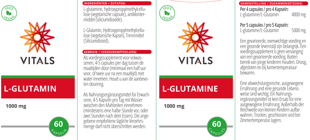 L-Glutamine 1000 mg Capsules afbeelding van document #1, label