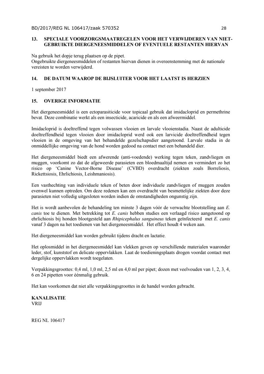 Hond 100/500 (4-10kg) Spot-on Solution Pipetten afbeelding van document #28, instructions