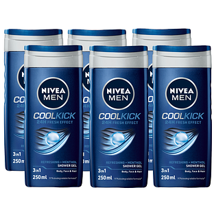 Nivea Men Cool Kick Shower Gel Voordeelverpakking 6x250ML