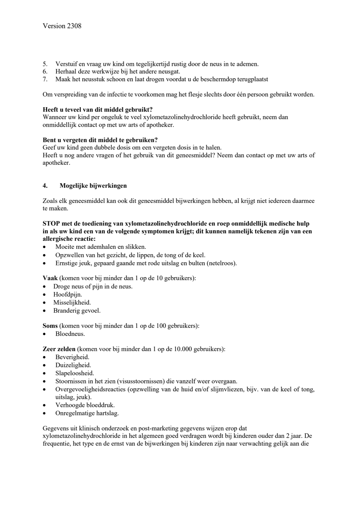 Xylometazoline HCl neusspray 0.5 mg/ml afbeelding van document #4, leaflet