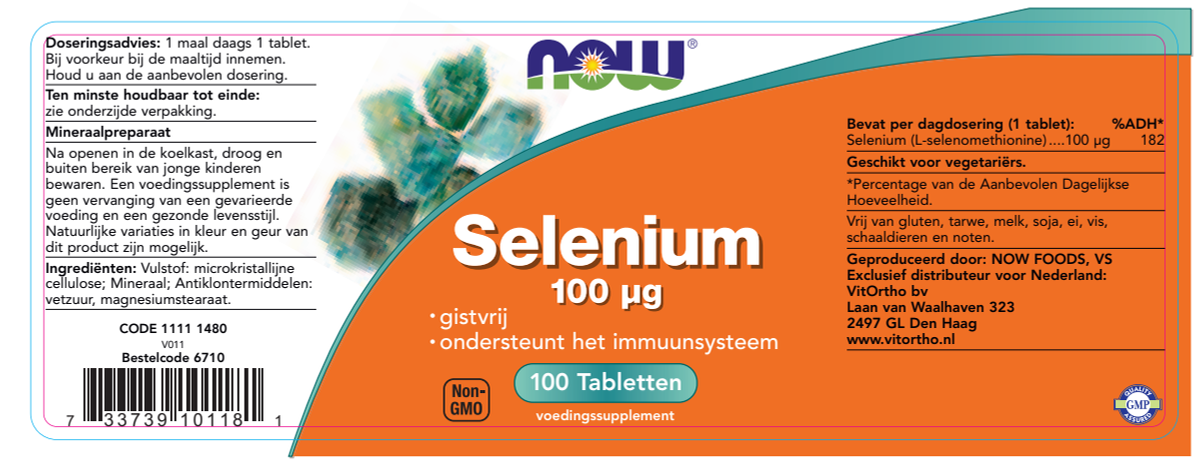 Selenium 100 μg Tabletten afbeelding van document #1, label