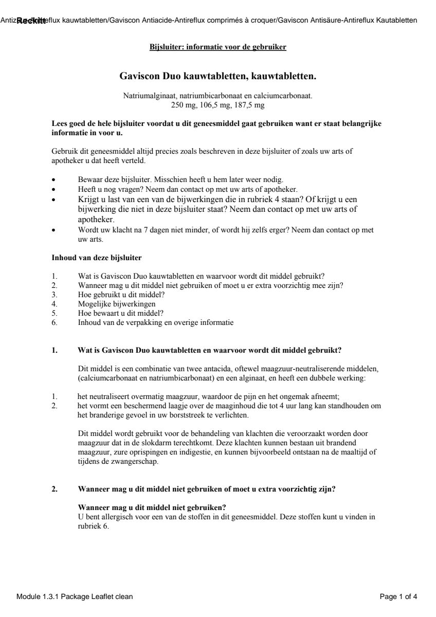 Duo Kauwtabletten afbeelding van document #1, leaflet