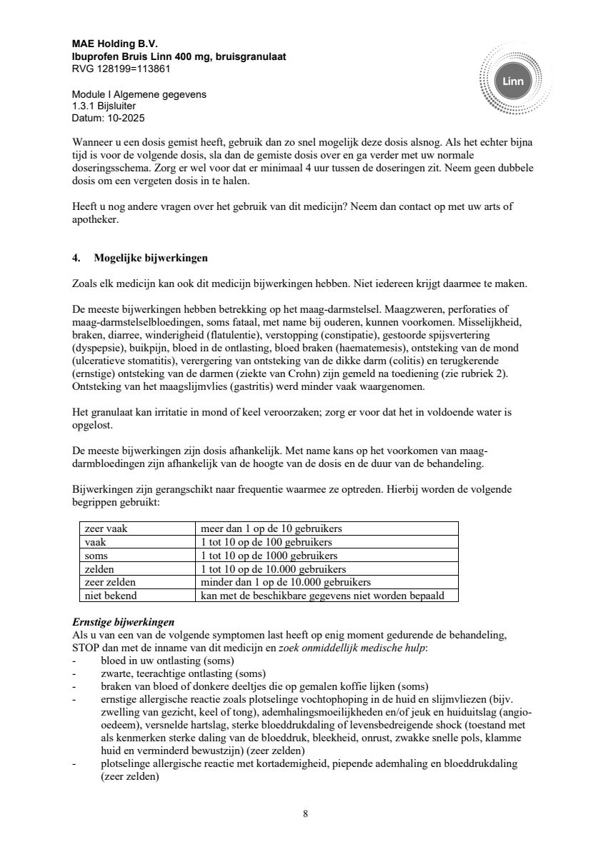 Ibuprofen Bruis Sachets 400mg afbeelding van document #8, leaflet