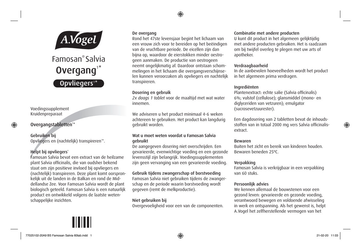 Famosan Salvia Overgang Tabletten afbeelding van document #1, instructions