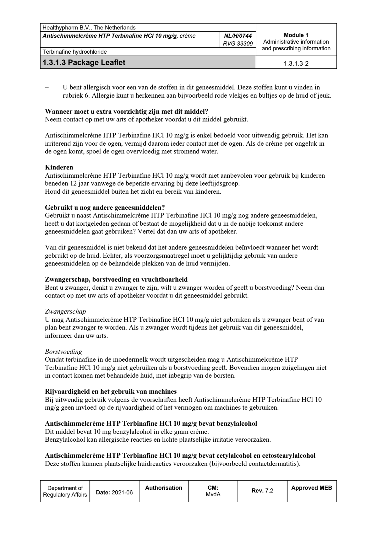 Terbinafine Anti-Schimmel Crème afbeelding van document #2, leaflet
