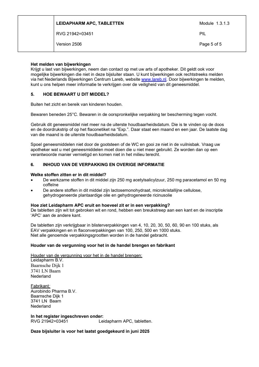 APC Tabletten afbeelding van document #5, leaflet