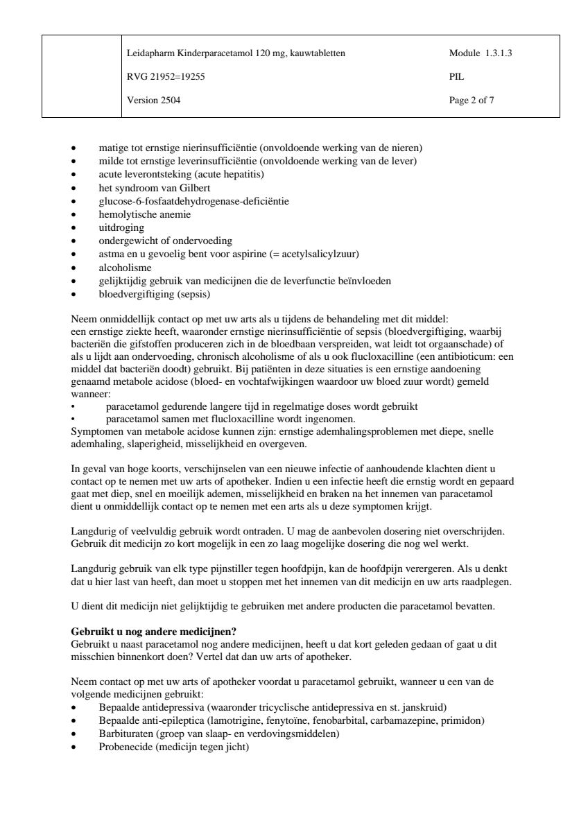 Kind Paracetamol Kauwtabletten 120mg afbeelding van document #2, leaflet