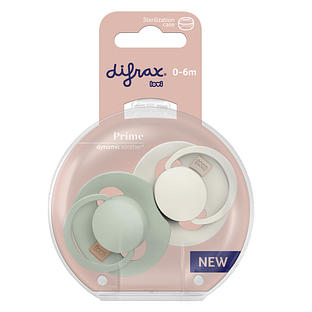 Difrax LOVI Prime Pacifier 0-6 Months - Coconut/Pistachio 2ST