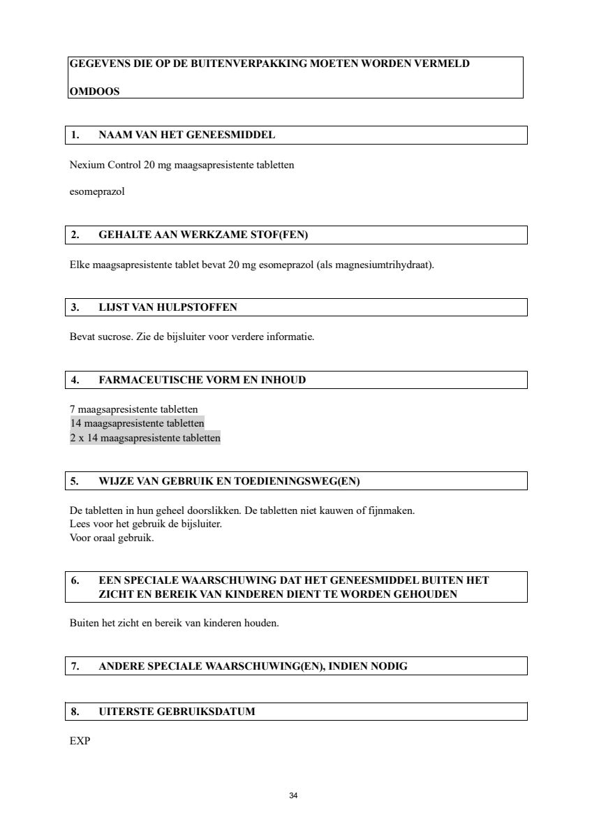 Control Tabletten - voor brandend maagzuur afbeelding van document #34, leaflet