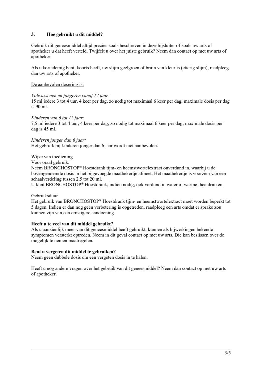 Tijm- en Heemstwortelextract Hoestdrank afbeelding van document #3, leaflet
