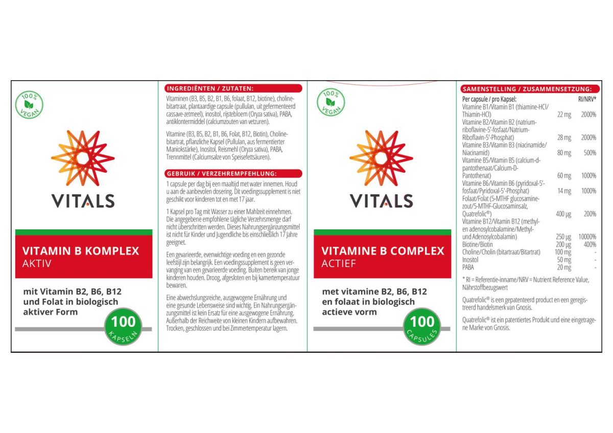 Vitamine B Complex Actief Capsules afbeelding van document #1, label