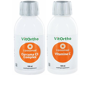 VitOrtho Liposomaal Curcuma C3 Complex + Vitamine C Combivoordeel 2x100ML VitOrtho Liposomaal Curcuma C3 Complex + Vitamine C Combivoordeel 2x100ML