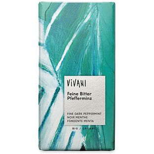 Vivani Chocoladereep Puur met Pepermunt vulling 100GR