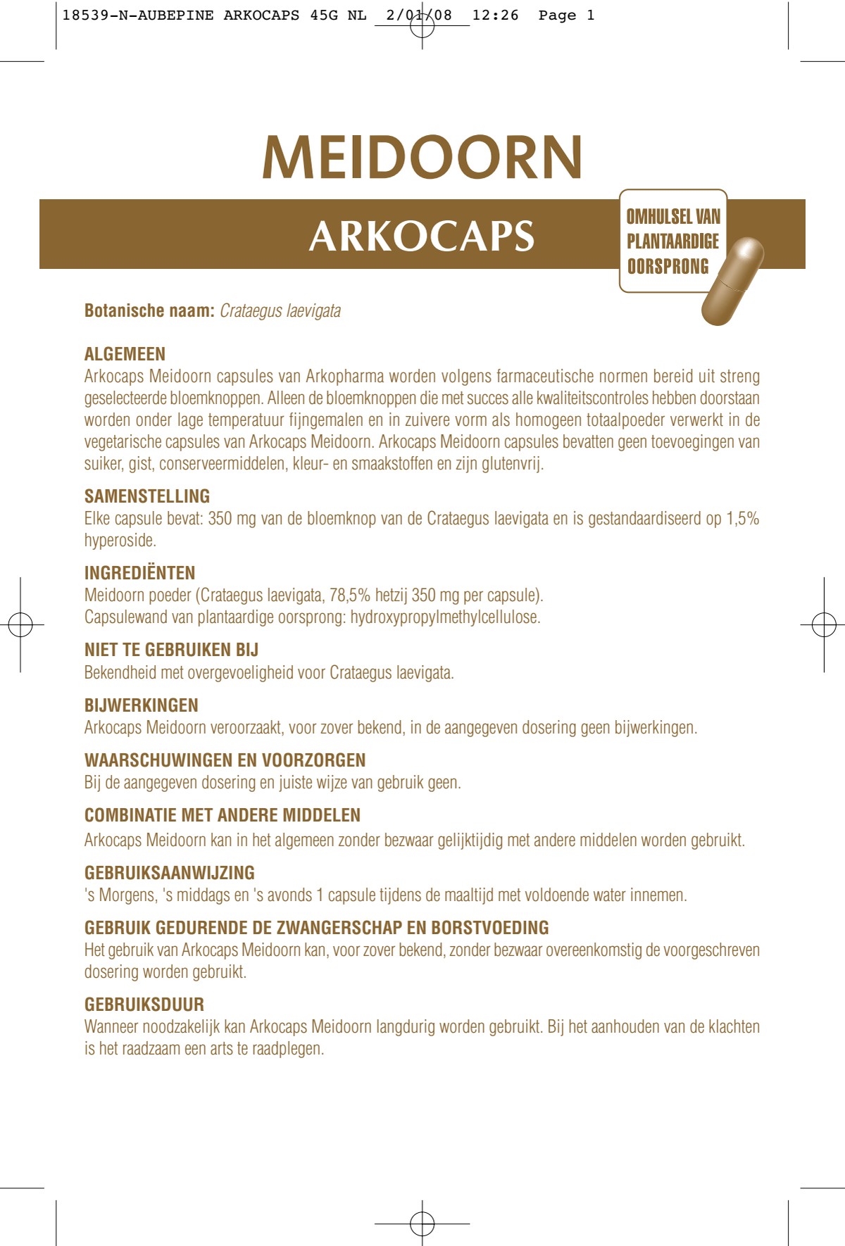 Meidoorn Capsules afbeelding van document #1, instructions