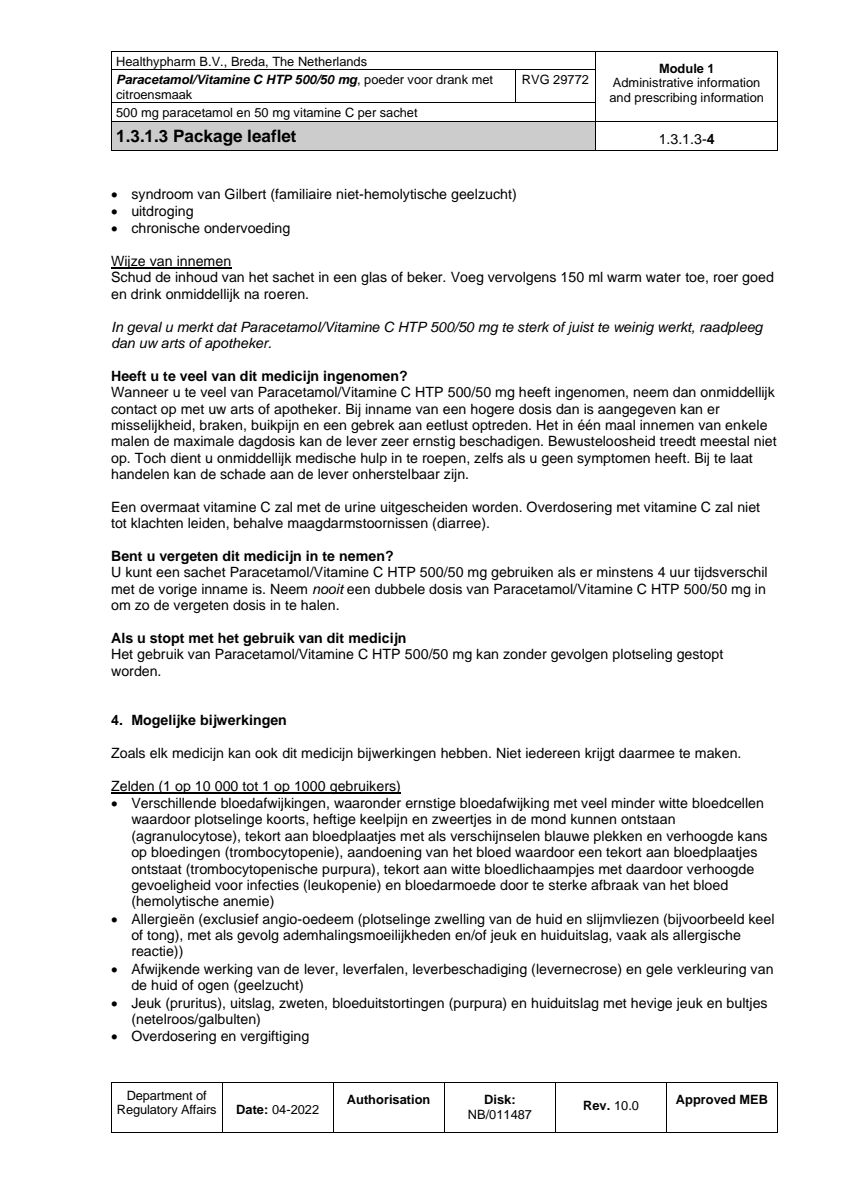 Paracetamol Vitamine C Sachet afbeelding van document #4, leaflet