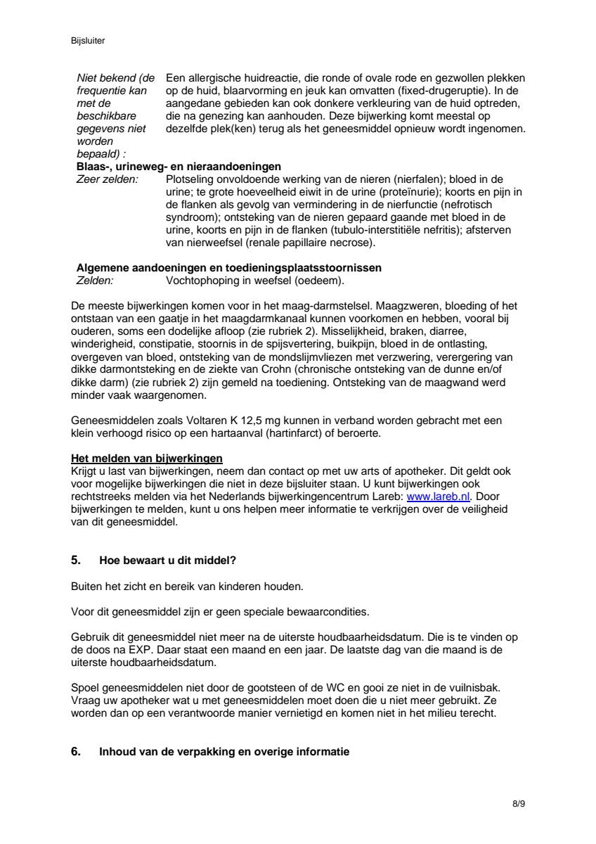 K 12,5 mg pijnstiller Filmomhulde Tabletten Diclofenac-Kalium afbeelding van document #8, leaflet