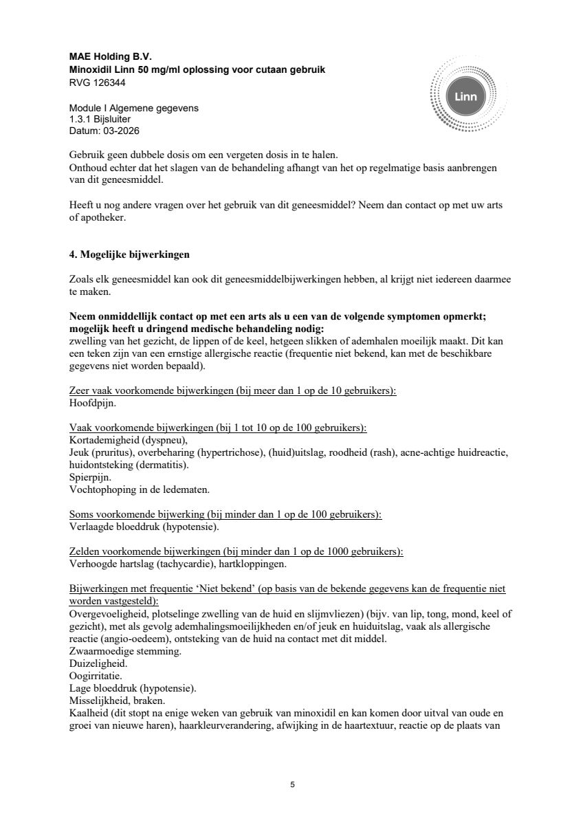 Minoxidil Linn 50 mg/ml oplossing afbeelding van document #5, leaflet