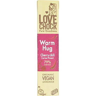 Lovechock Warm Hug Vegan Chocolade | Kers, Cranberry, Kaneel & Cayennepeper 40GR