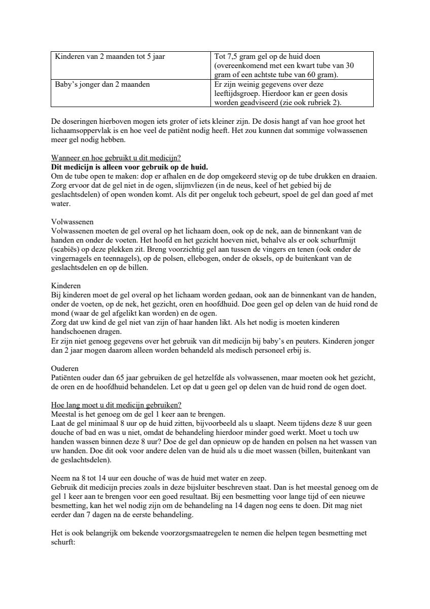 Permetrine 50mg/g Gel afbeelding van document #3, leaflet