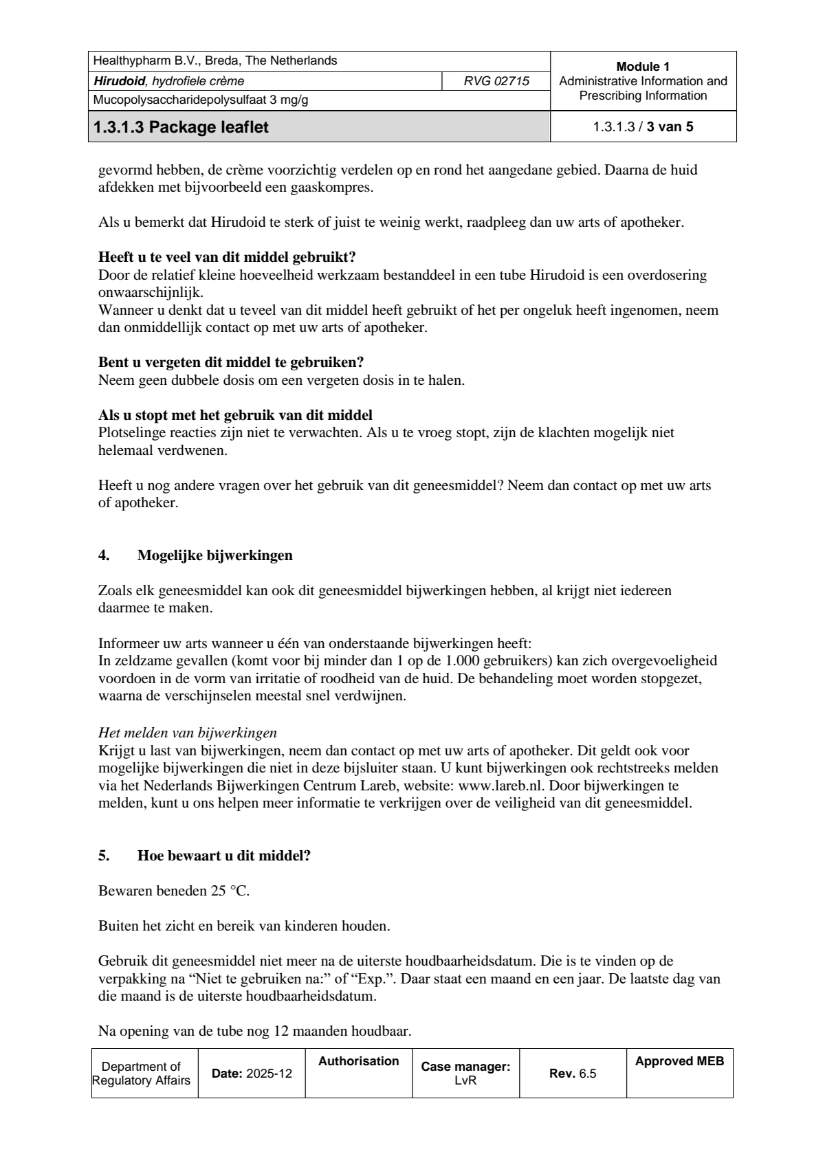 Hirudoid Hydrofiele Crème 3mg afbeelding van document #3, leaflet