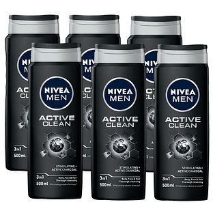 Nivea Men Active Clean Shower Gel Voordeelverpakking 6x500ML