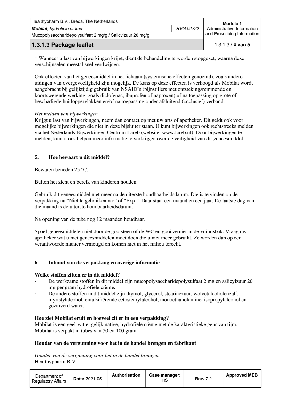 Mobilat Hydrofiele Creme afbeelding van document #4, leaflet