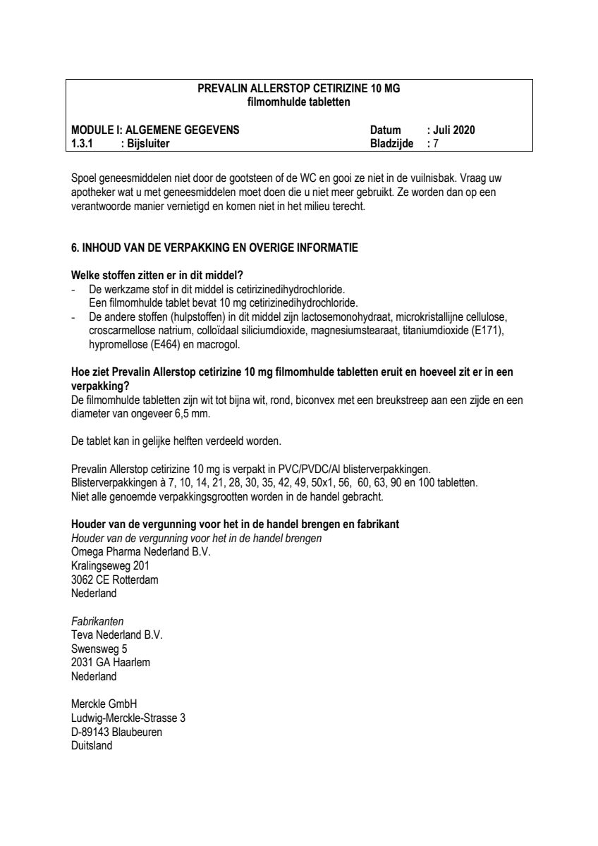 Allerstop Cetirzine 10mg Hooikoorts Tabletten afbeelding van document #7, leaflet