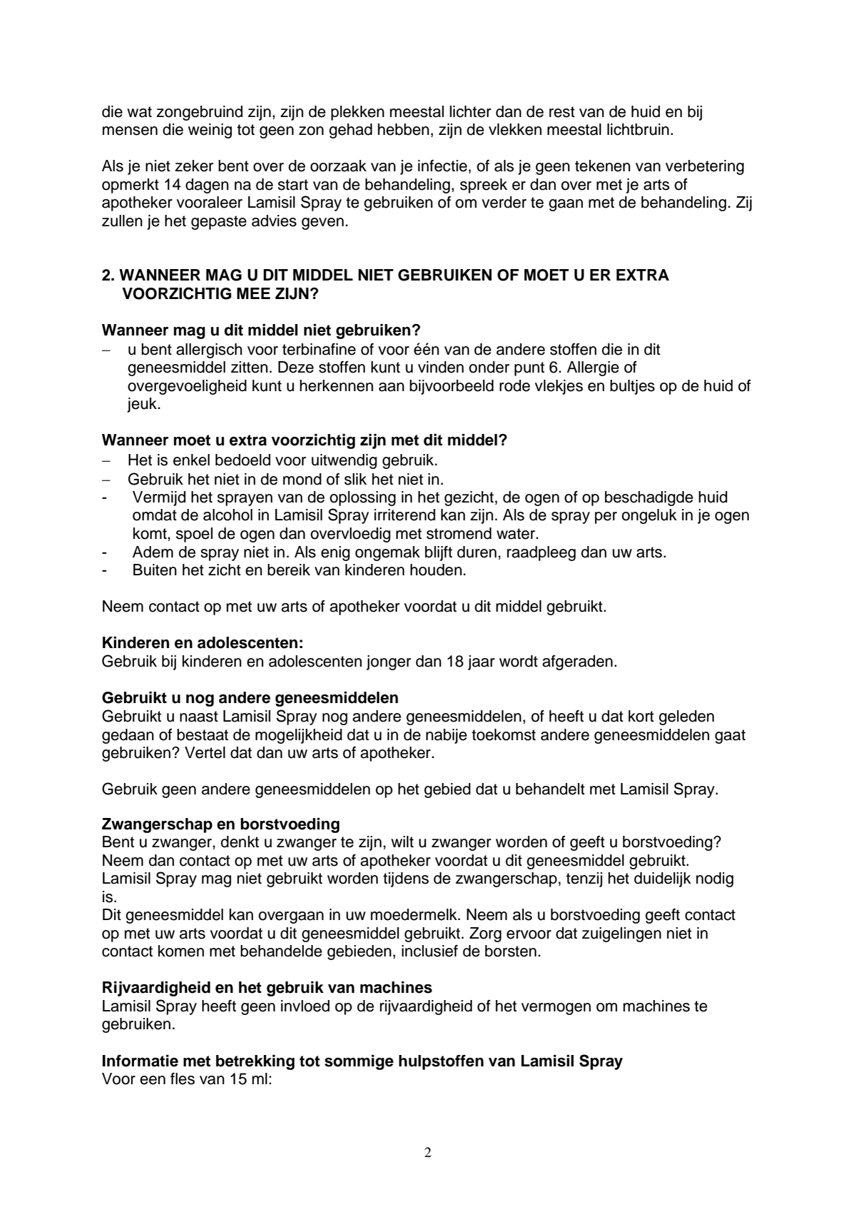 1% Terbinafine 10mg/g Huidspray afbeelding van document #2, leaflet
