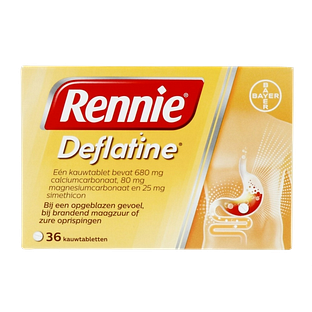 Rennie Deflatine kauwtabletten bij opgeblazen gevoel of winderigheid 36TB