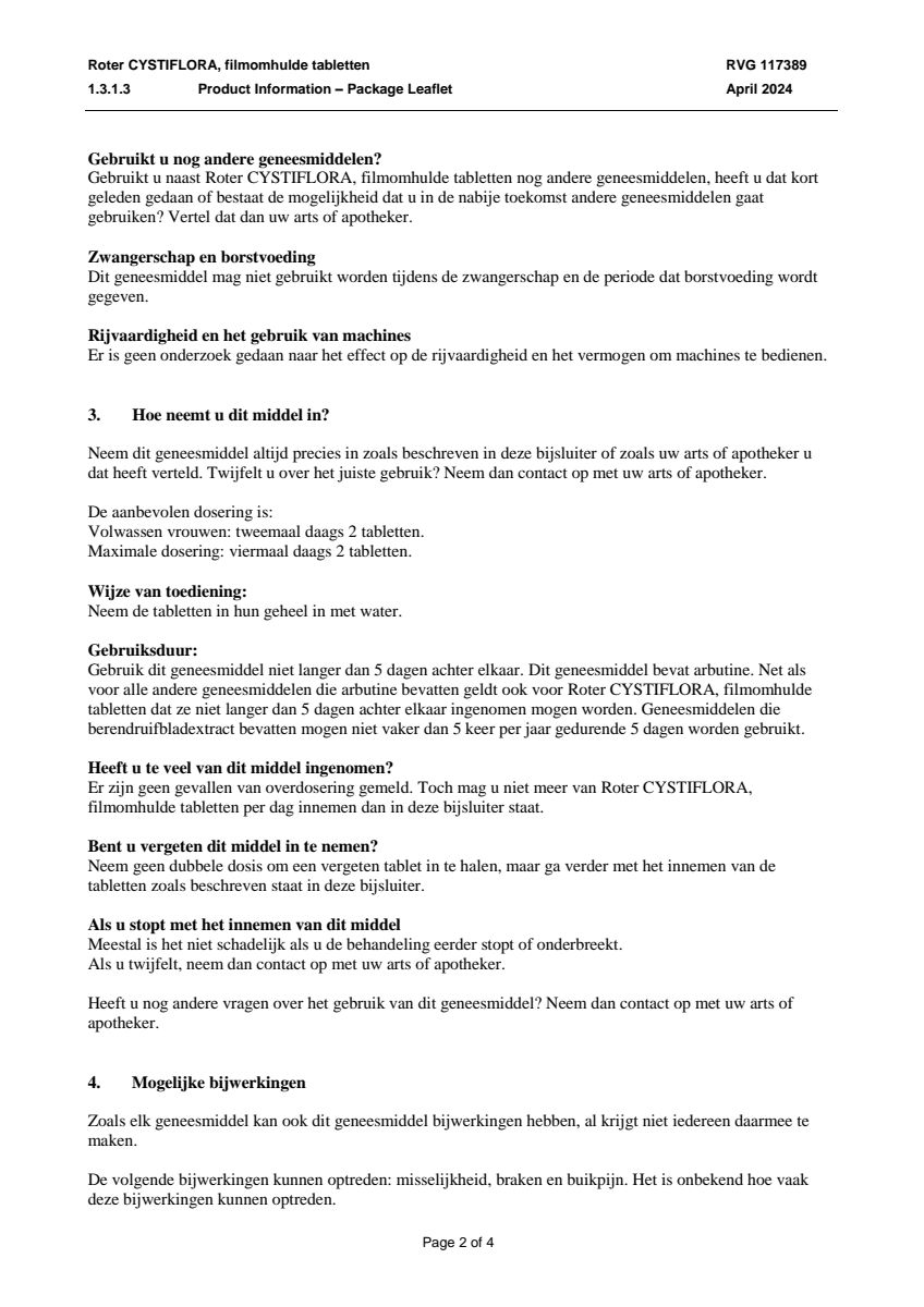 Cystiflora Tabletten afbeelding van document #2, leaflet