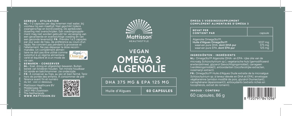 Vegan Omega-3 Algenolie afbeelding van document #1, label