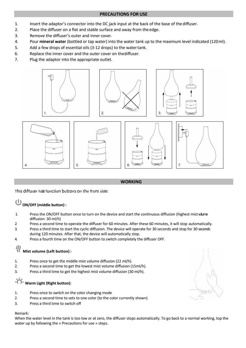 Impulse Aroma Diffuser afbeelding van document #6, instructions
